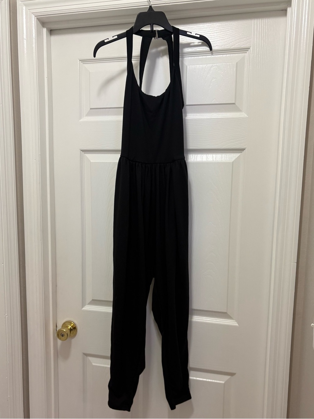 Halara Easy Peezy Harem Jumpsuit XS Petite Black Backless Twist Pockets